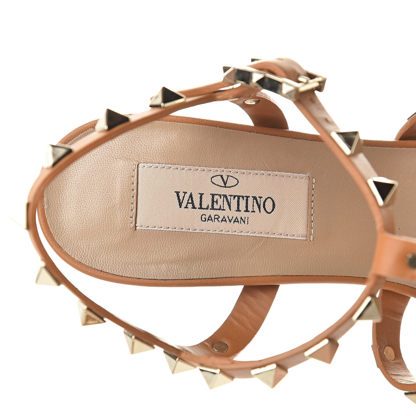 Calfskin Rockstud 60mm City Sandals 35 Light Cuir