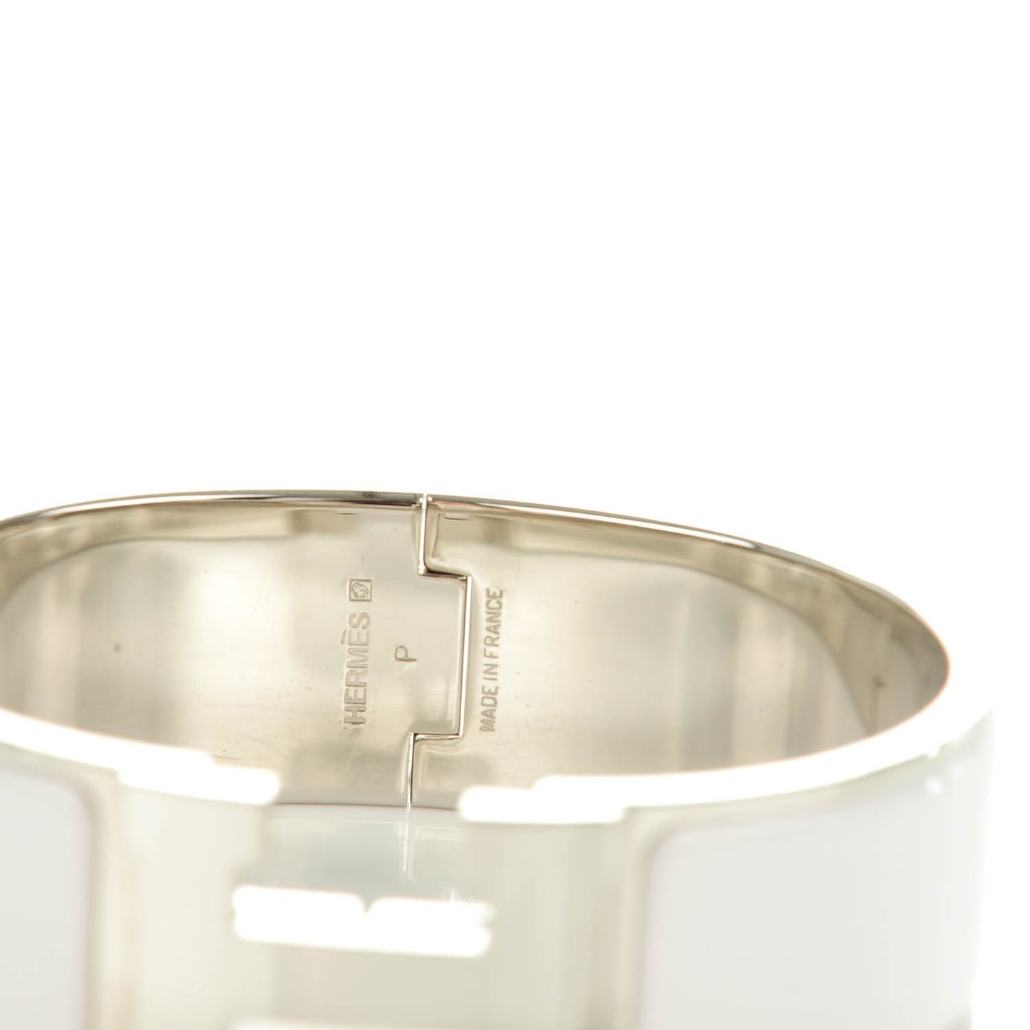 Enamel Wide Clic Clac H Bracelet GM White
