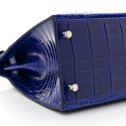 Hermes Shiny Niloticus Crocodile Kelly Sellier 28 Bleu Electrique 9 of 12