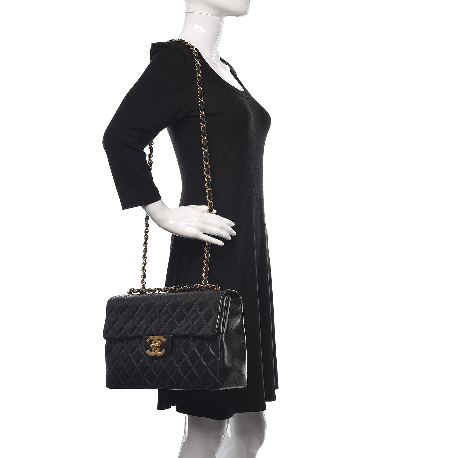 Chanel Lambskin Quilted XL Jumbo Single Flap Black 2 of 14