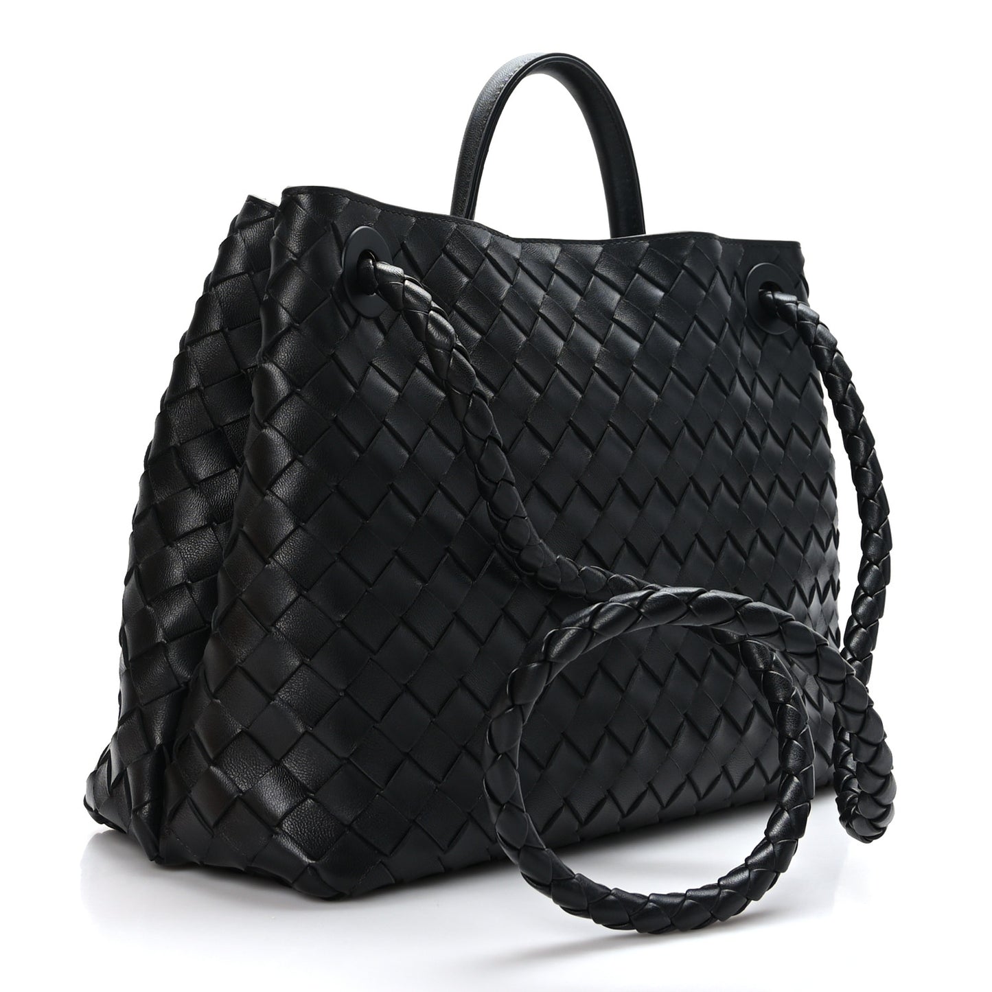 Nappa Intrecciato Medium Andiamo Shoulder Bag Black