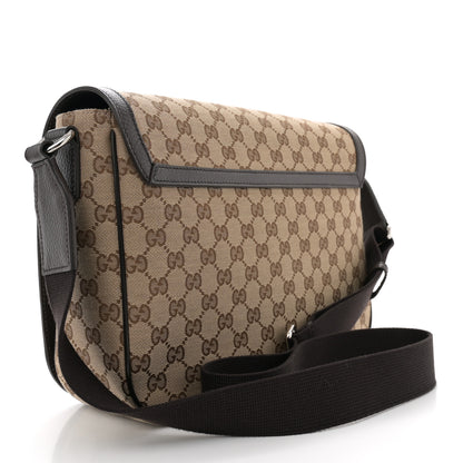 Gucci Monogram Large Flap Messenger Bag Beige Dark Brown 2 of 10