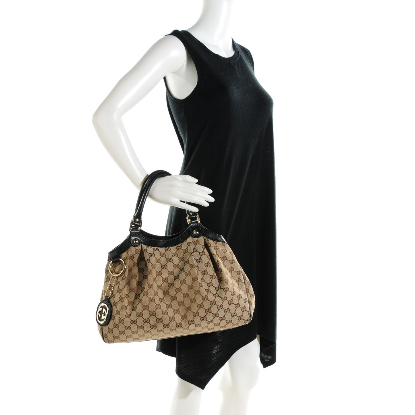 Monogram Medium Sukey Tote Beige Ebony Black