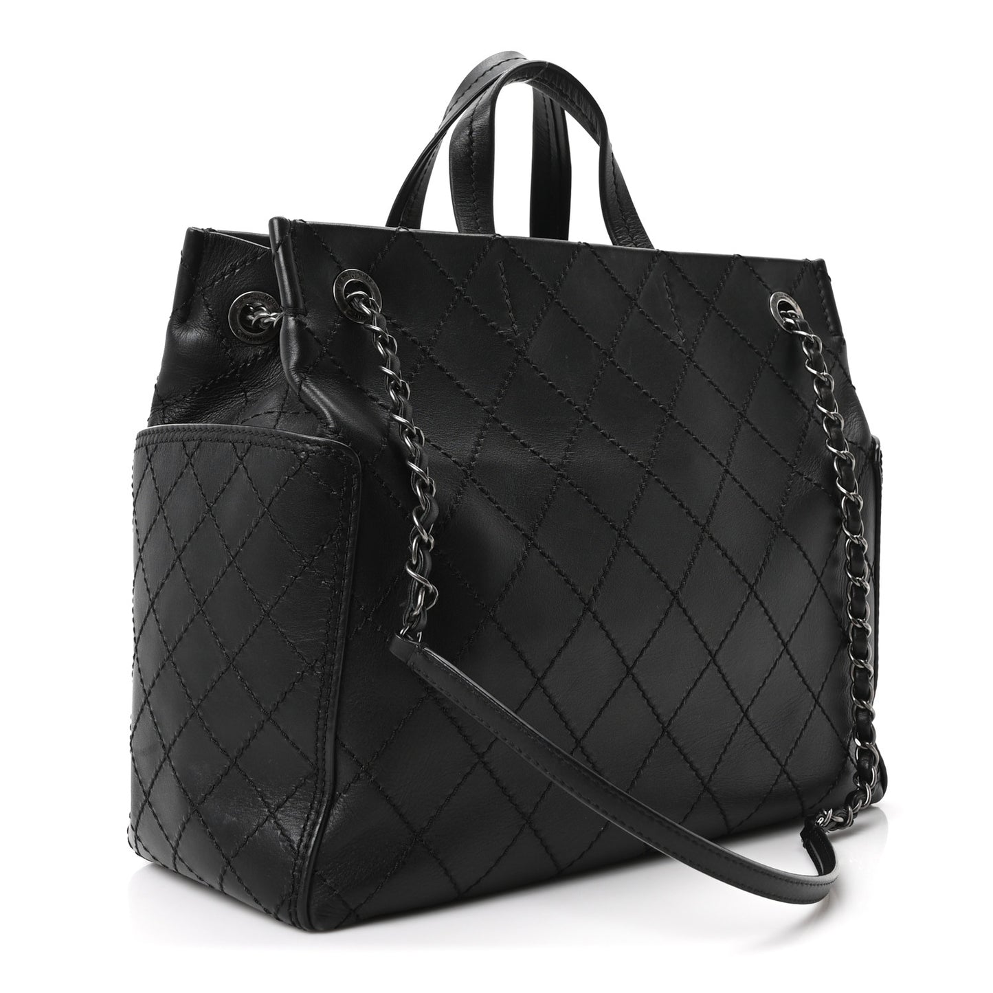 Calfskin CC Pocket Tote Black