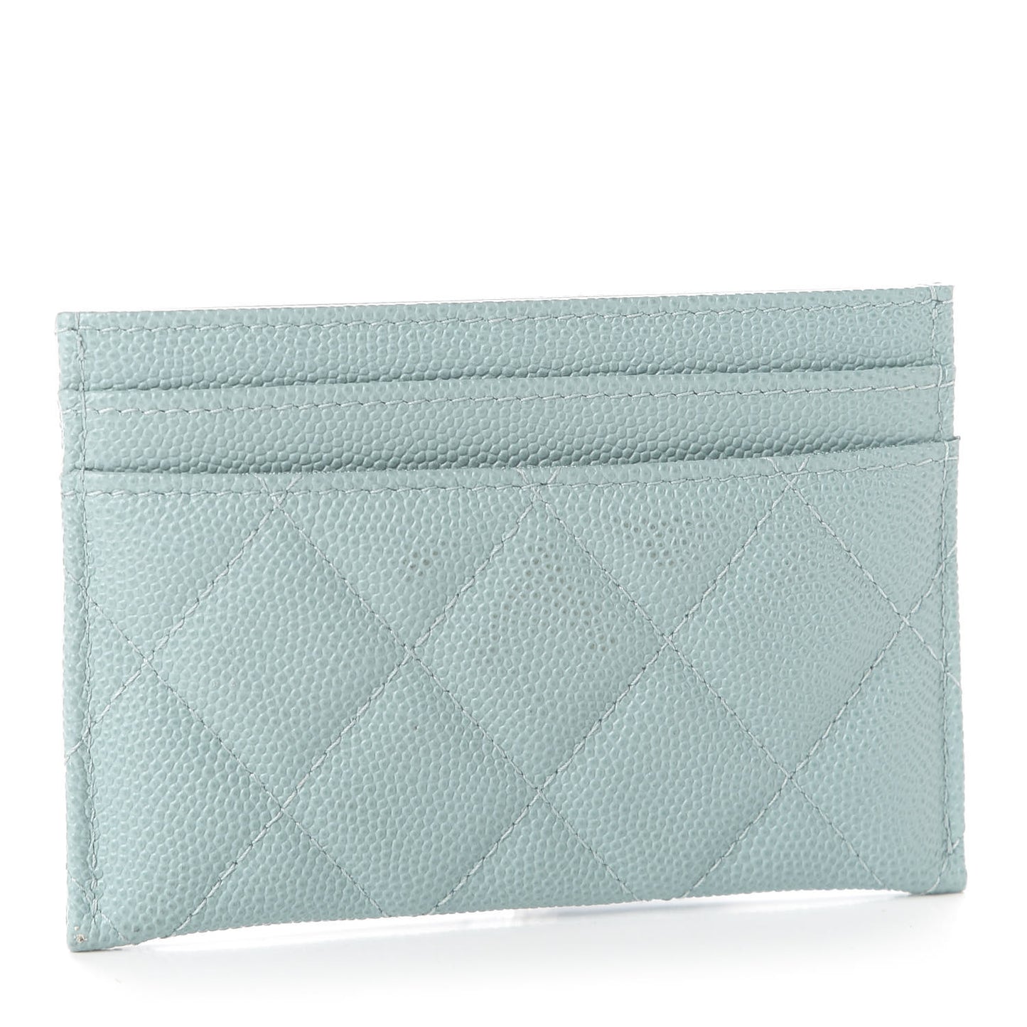Caviar Quilted Filigree Card Holder Light Blue