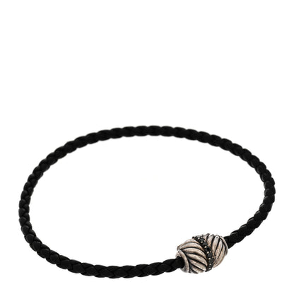 David Yurman Sterling Silver Black Diamond Leather Chevron Bracelet 1 of 3