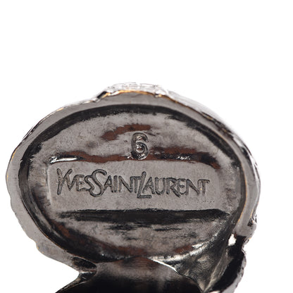 Saint Laurent Glass Cabochon Arty Ovale Ring 6 Silver 5 of 7