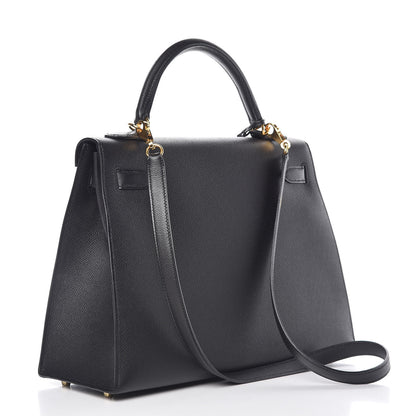 Hermes Epsom Kelly Sellier 32 Black 3 of 45