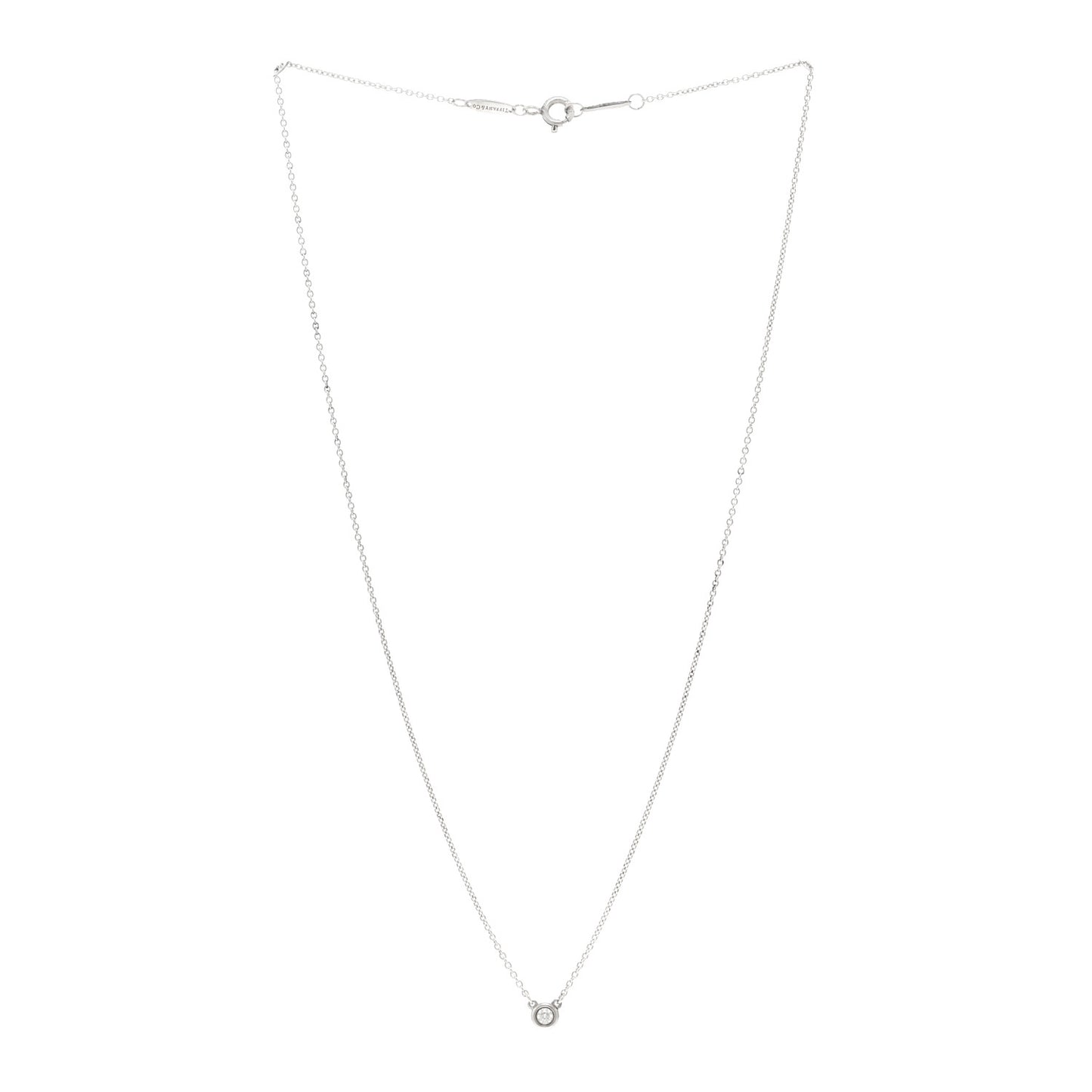 Sterling Silver Diamond .10ct Elsa Peretti Diamonds by the Yard Pendant Necklace