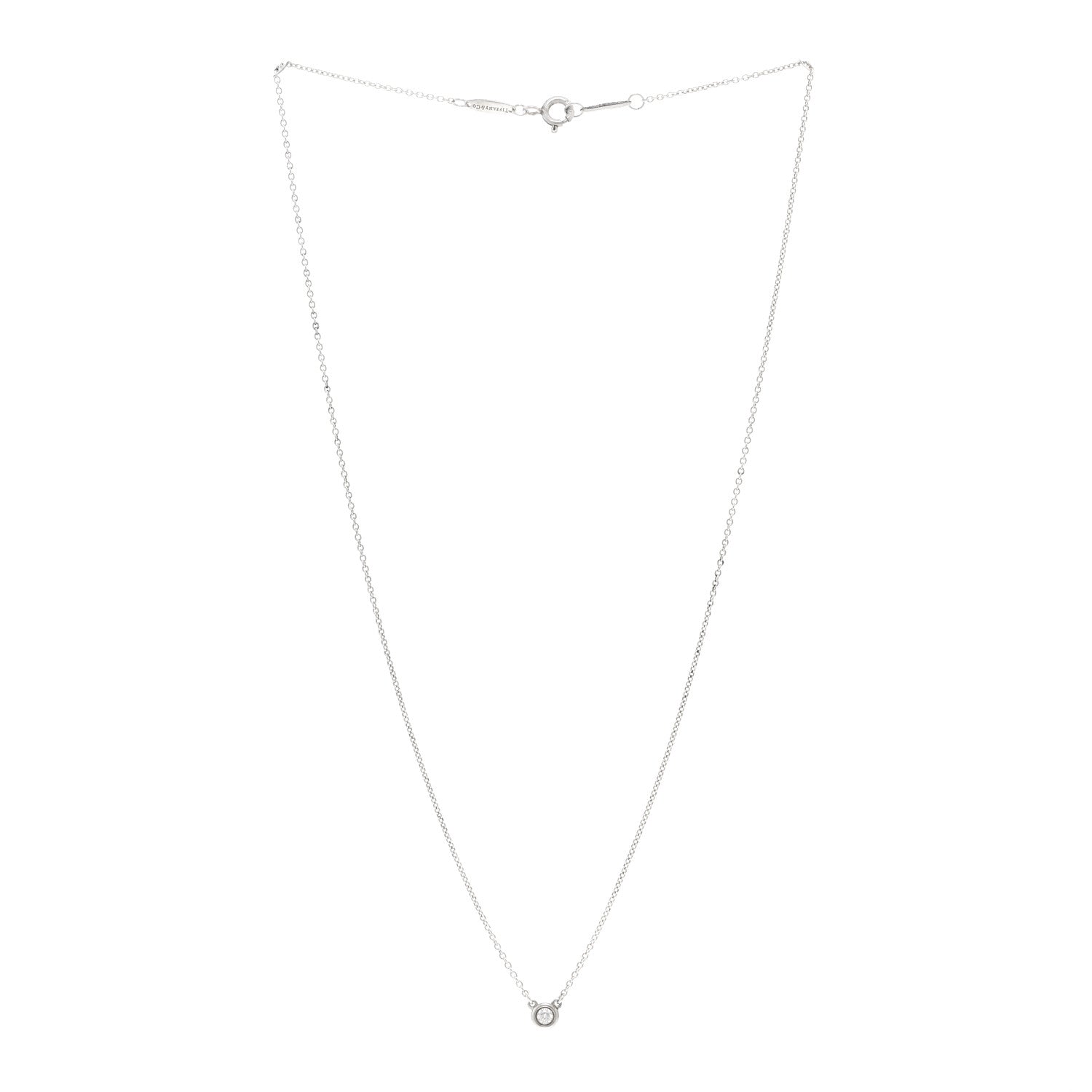 Tiffany Sterling Silver Diamond .10ct Elsa Peretti Diamonds by the Yard Pendant Necklace 3 of 4