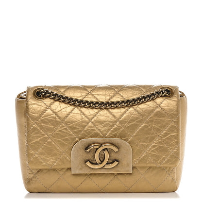 Chanel Metallic Aged Calfskin Quilted CC Square Flap Light Gold 1 of 7
