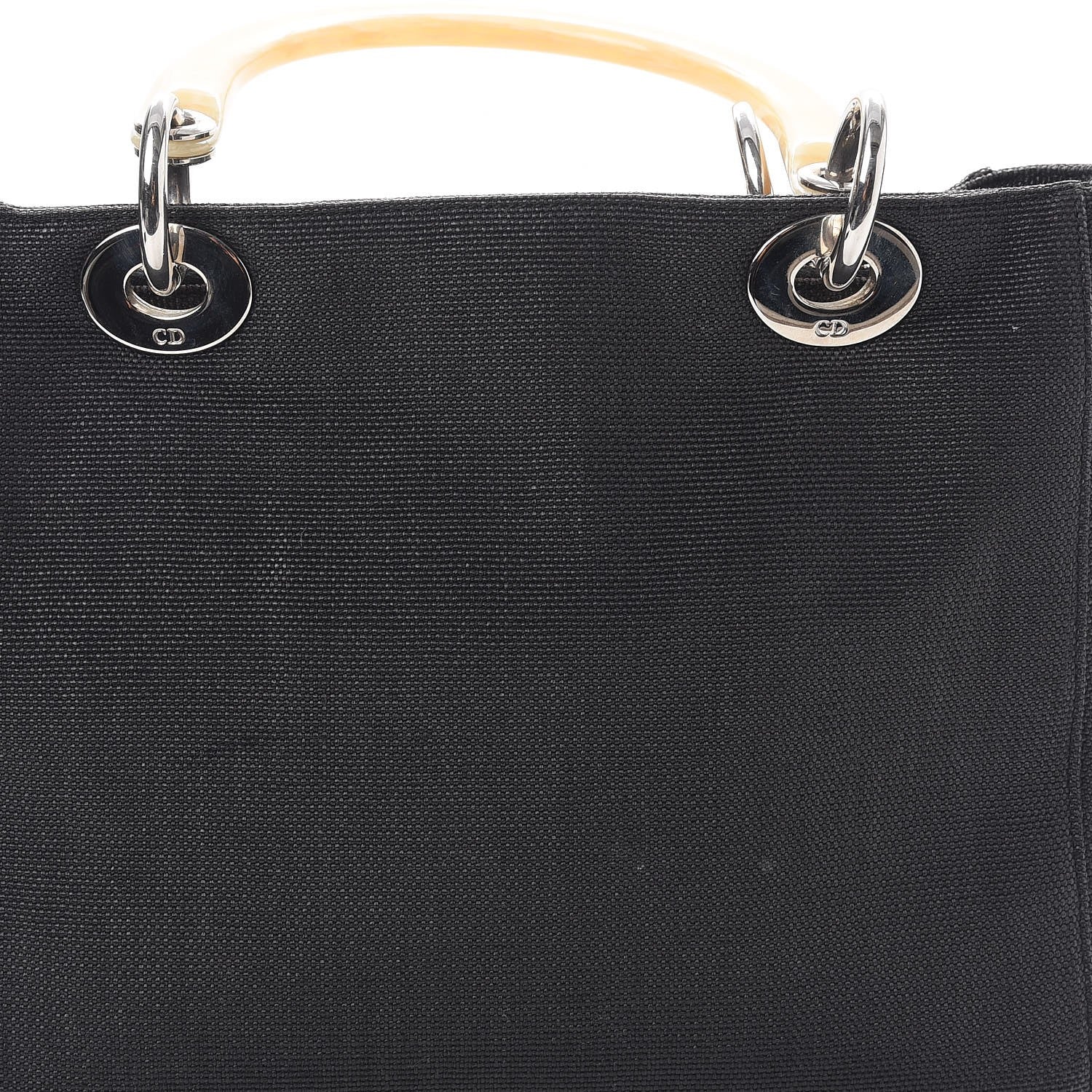 Christian Dior Canvas Medium Lady Dior Tote Bag Black 8 of 9