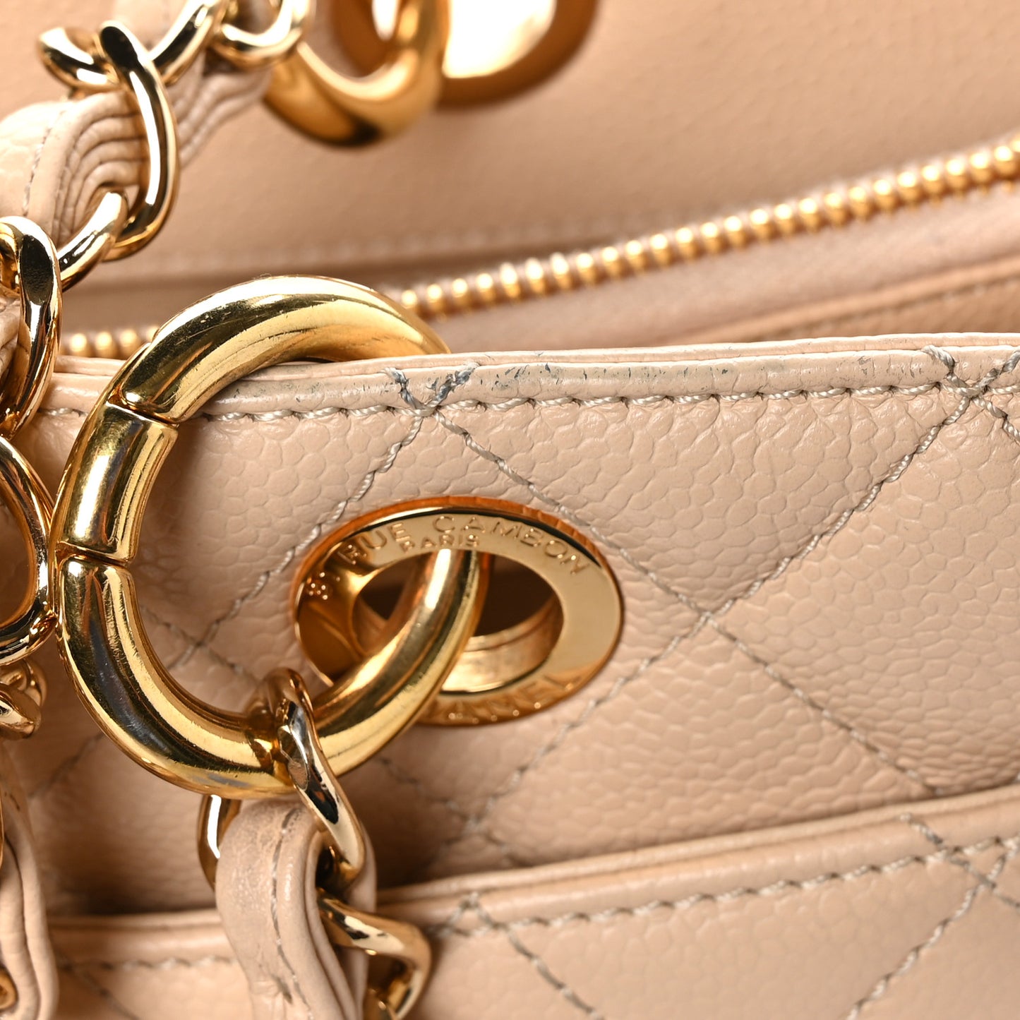 Caviar Quilted Grand Shopping Tote GST Beige Clair