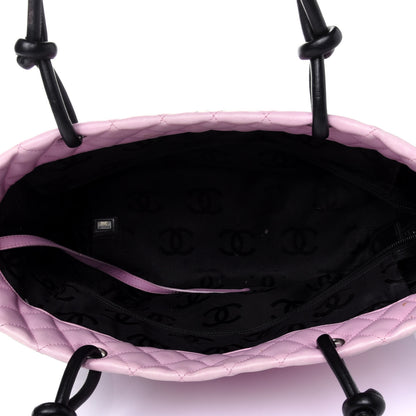 Chanel Calfskin Quilted Large Cambon Tote Pink Black 4 of 5
