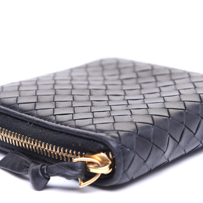 Bottega Veneta Nappa Intrecciato Zip Around Compact Wallet Black 6 of 12