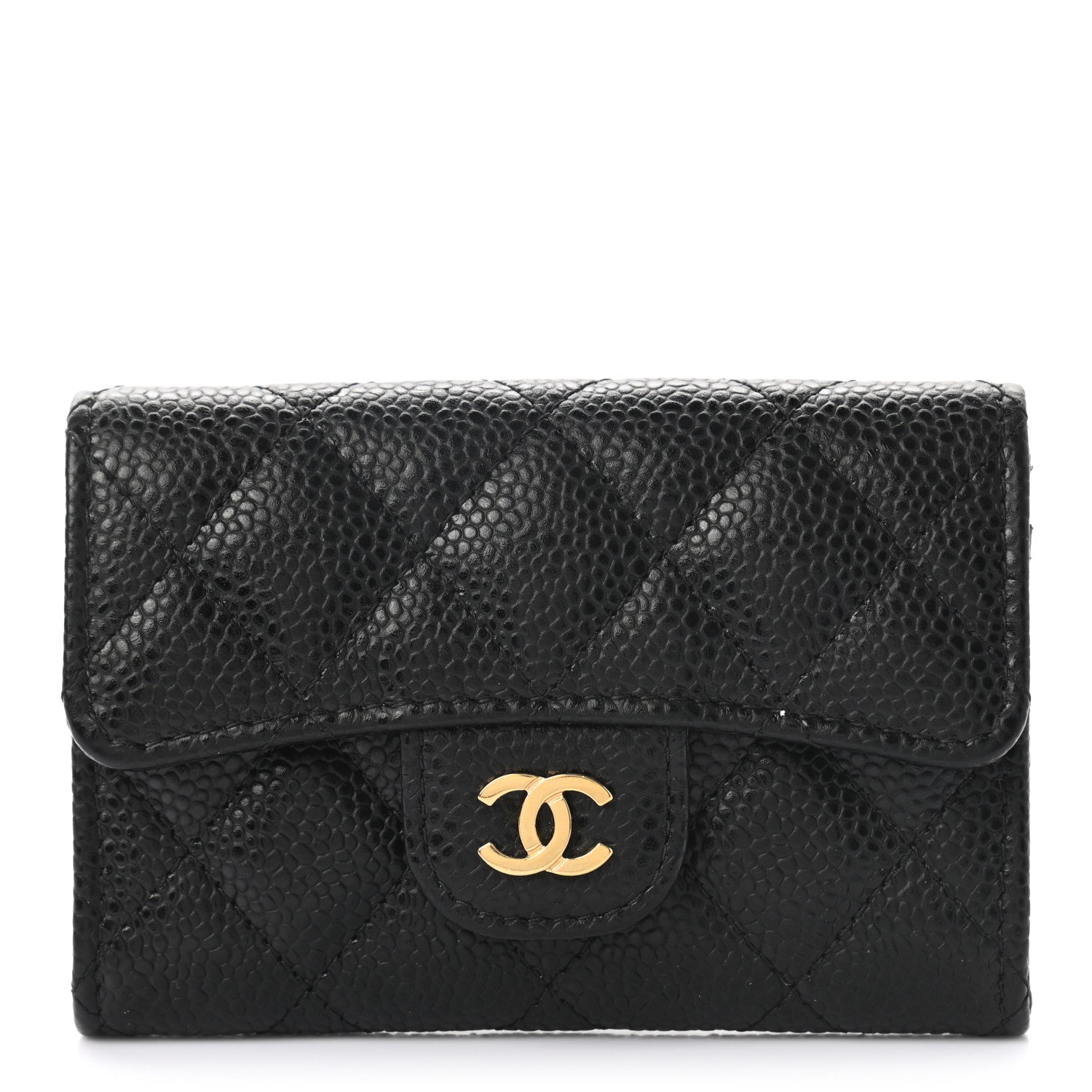 Chanel Caviar Quilted Flap Card Holder Wallet Black 1 of 8