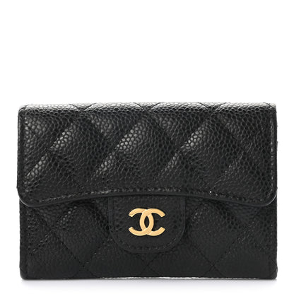 Chanel Caviar Quilted Flap Card Holder Wallet Black 1 of 8