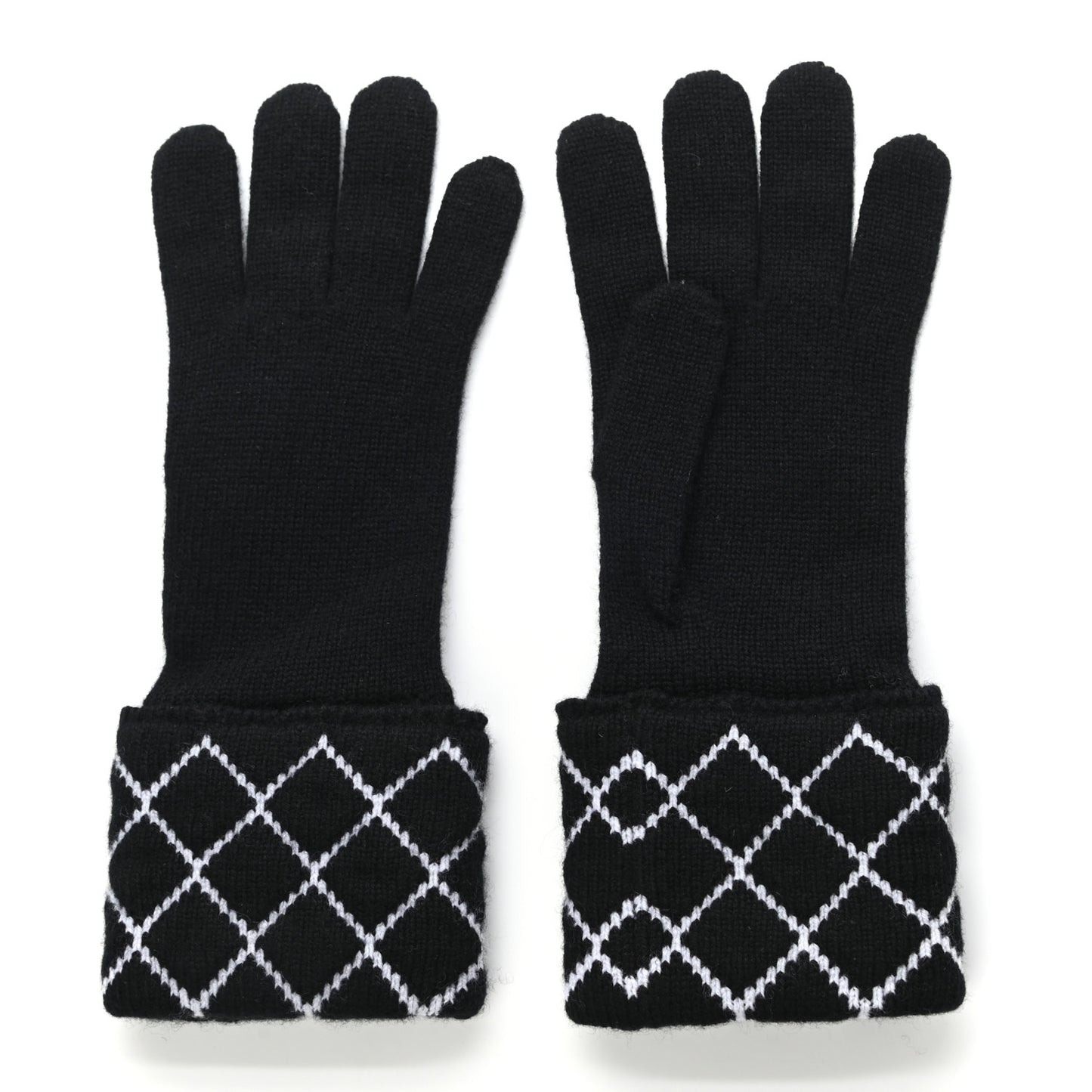 Cashmere Blend CC Gloves Black White