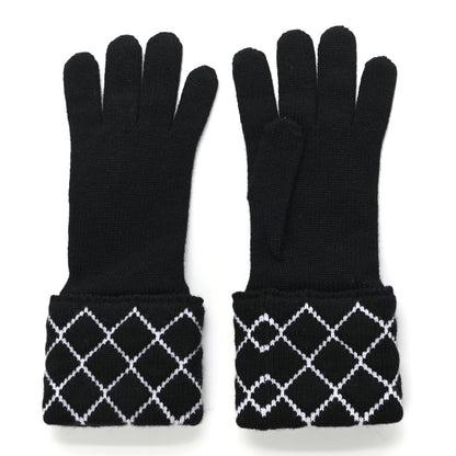 Chanel Cashmere Blend CC Gloves Black White 2 of 6