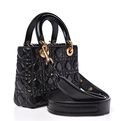 Christian Dior Crinkled Patent Cannage Small Lucky Badges My Lady Dior Black 2 of 9