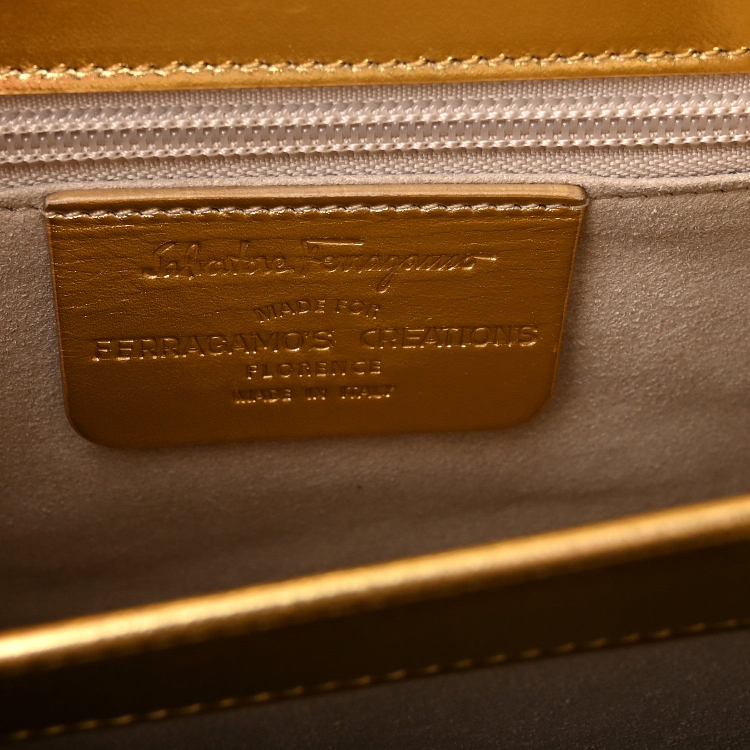 Salvatore Ferragamo Metallic Calfskin Small Iconic Top Handle Bag Gold 6 of 13