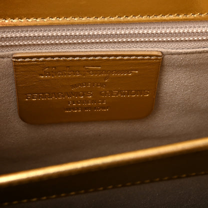 Salvatore Ferragamo Metallic Calfskin Small Iconic Top Handle Bag Gold 6 of 13