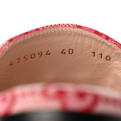 Gucci Canvas GG Monogram Horsebit Womens Princetown Slippers 40 Gardenia Hibiscus Red 8 of 8