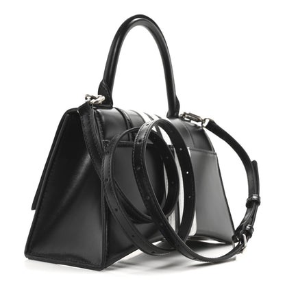 Balenciaga X ADIDAS Shiny Box Calfskin Small Hourglass Top Handle Bag Black White 3 of 9