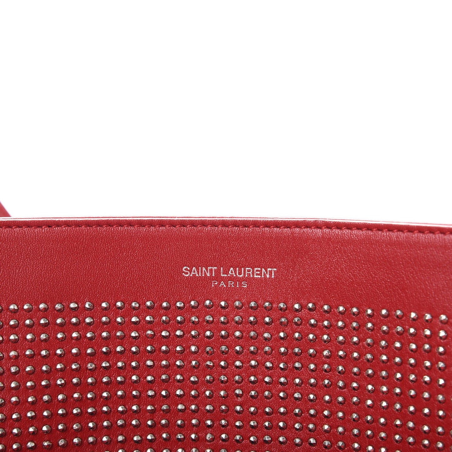 Calfskin Suede Stud Reversible Shopper Tote Red