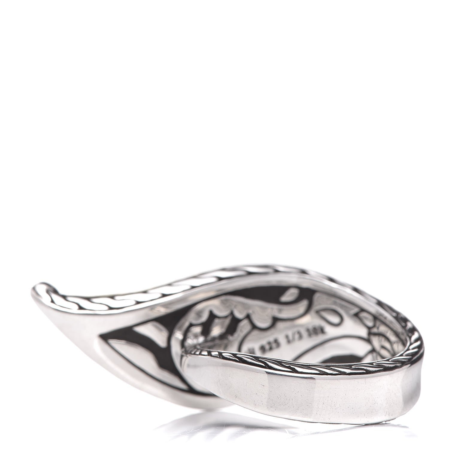 John Hardy Sterling Silver 18K Yellow Gold Hammered Wave Ring 57 8 3 of 4