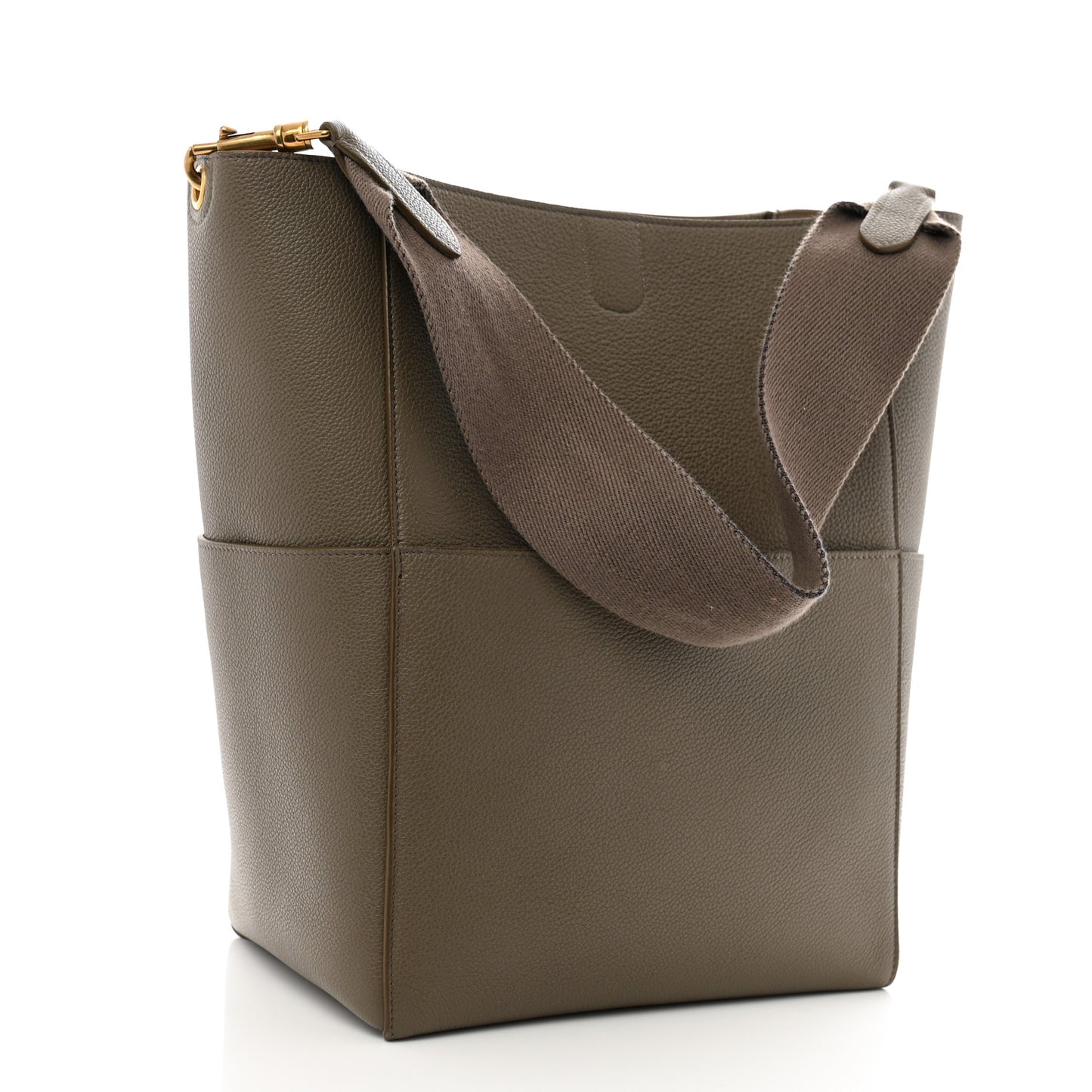 Soft Grained Calfskin Sangle Bucket Bag Taupe