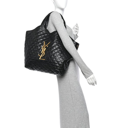 Saint Laurent Lambskin Quilted Maxi Icare Shopping Tote Black 2 of 11