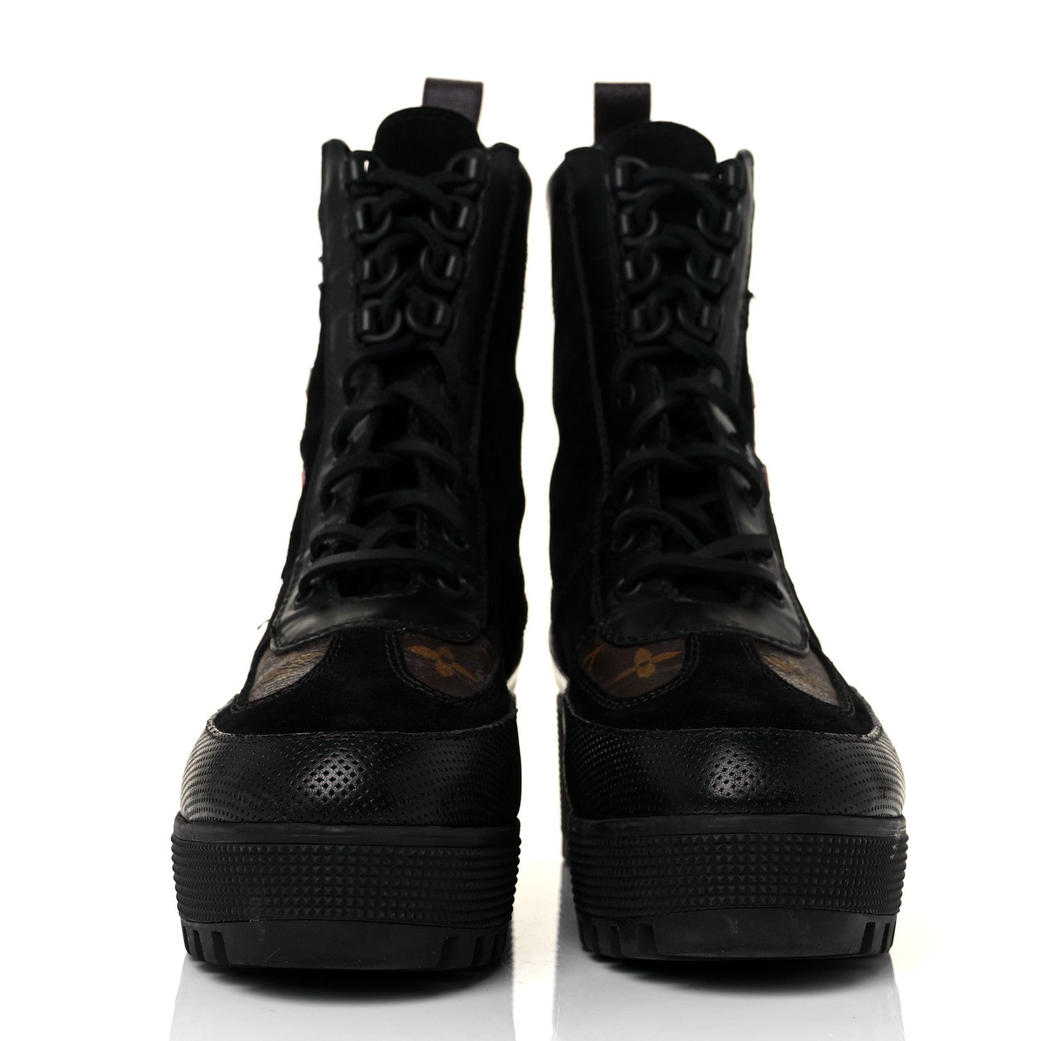 Louis Vuitton Suede Calfskin Monogram LV Black Heart Laureate Platform Desert Boots 39 Black 2 of 7