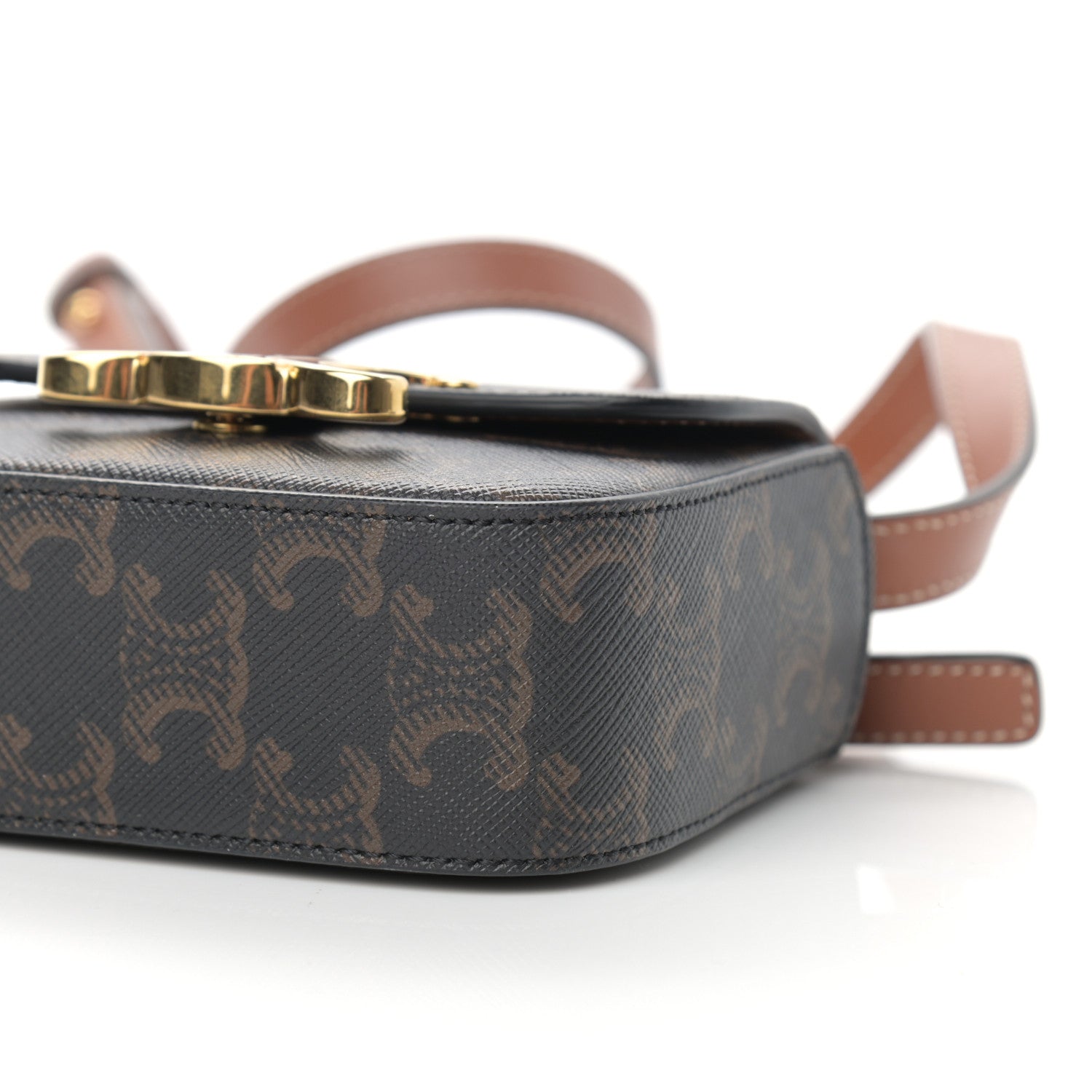Celine Triomphe Canvas Calfskin Mini Triomphe Tan 11 of 12