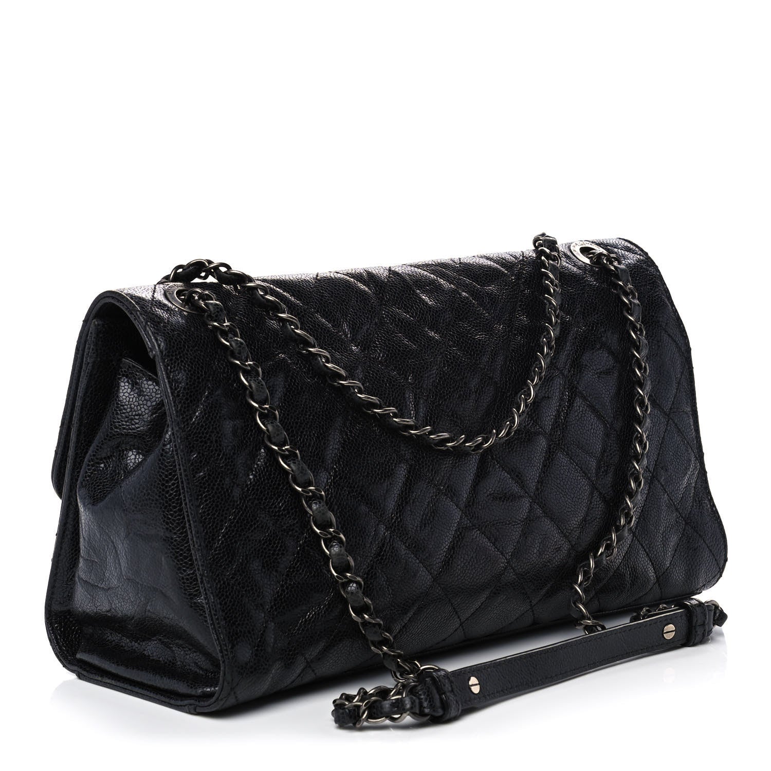 Chanel Crumpled Grained Calfskin Jumbo CC Crave Flap Black 3 of 13