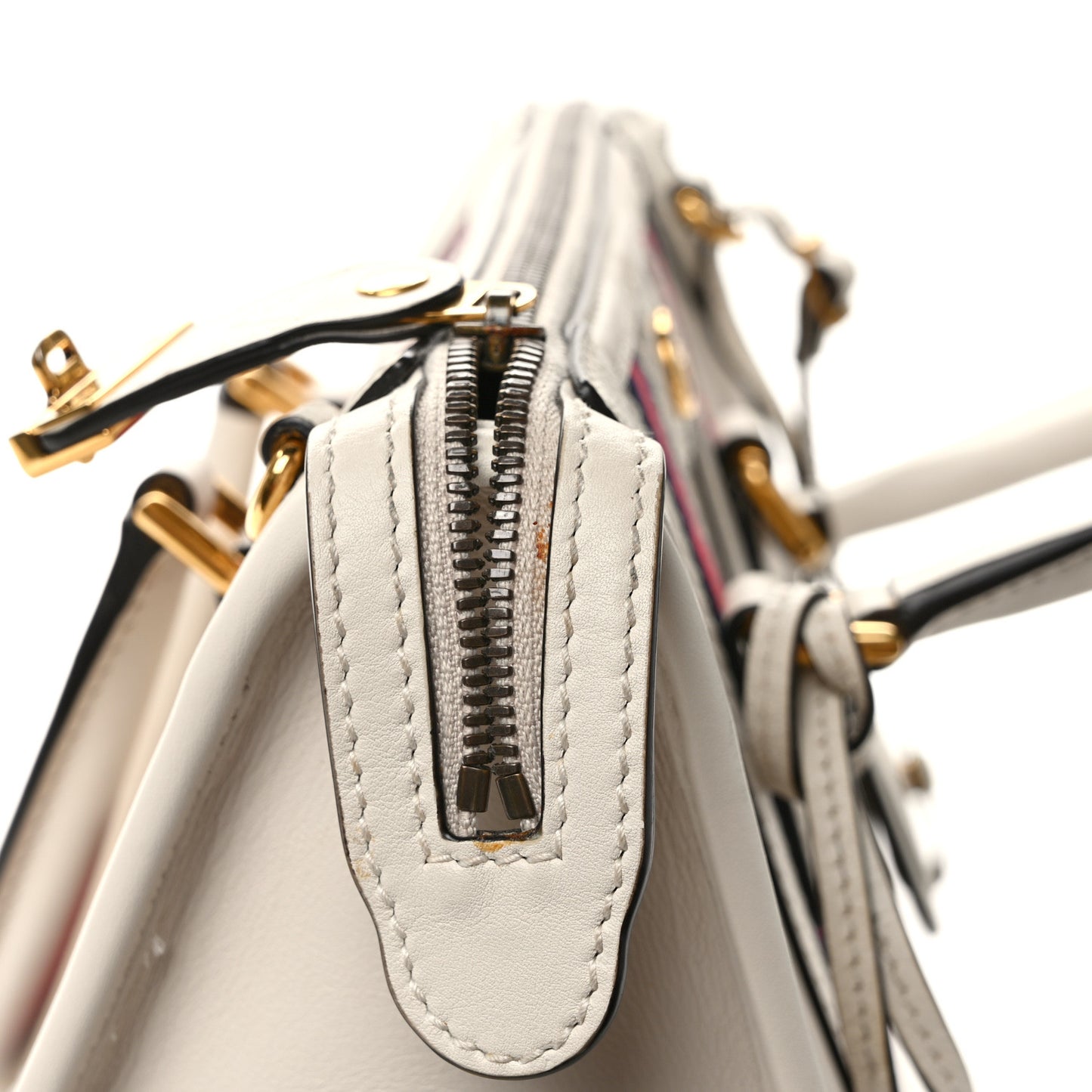 Koi Calfskin Small Bauletto Duffle Top Handle Bag Mystic White