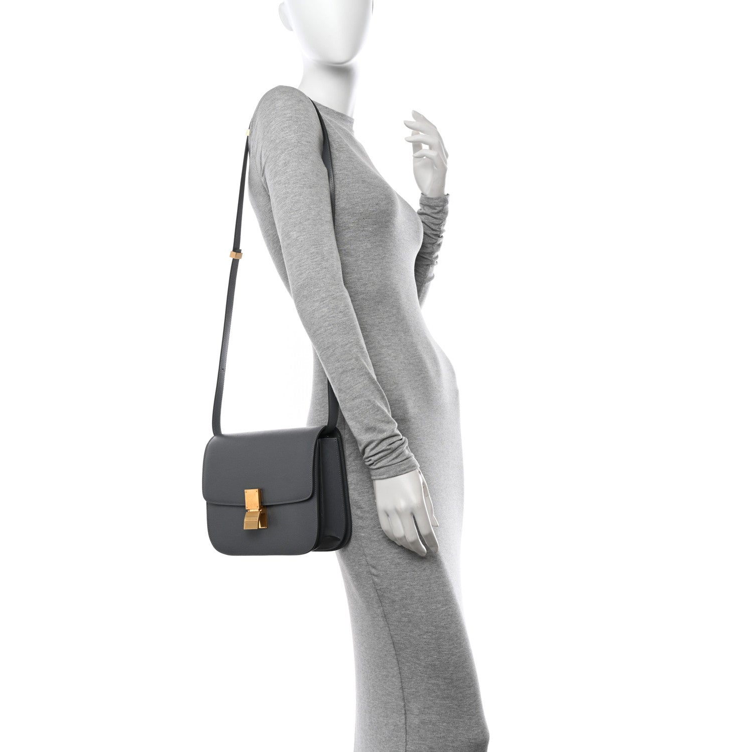 Celine Liege Calfskin Medium Classic Box Flap Bag Grey 2 of 10