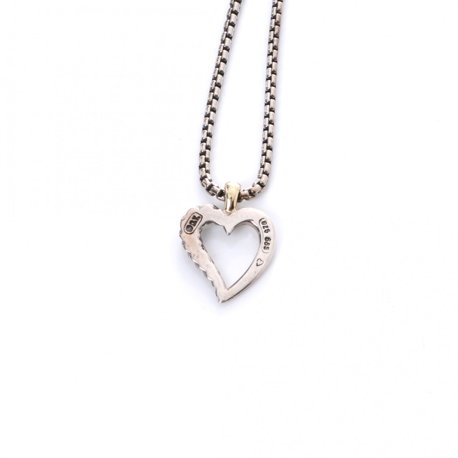 David Yurman Sterling Silver 14k Cable Heart Necklace 5 of 10