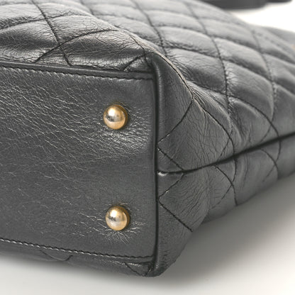 Chanel Aged Calfskin Quilted Drawstring Shopping Tote Black 8 of 9