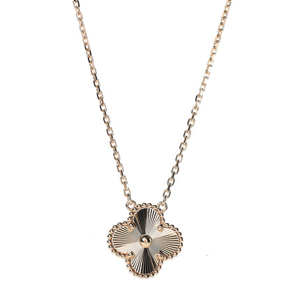Van Cleef & Arpels 18K Yellow Gold Guilloche Vintage Alhambra Pendant Necklace 7 of 8
