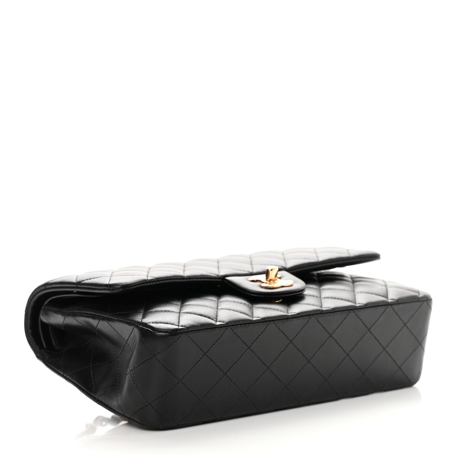 Lambskin Quilted Medium Double Flap Black