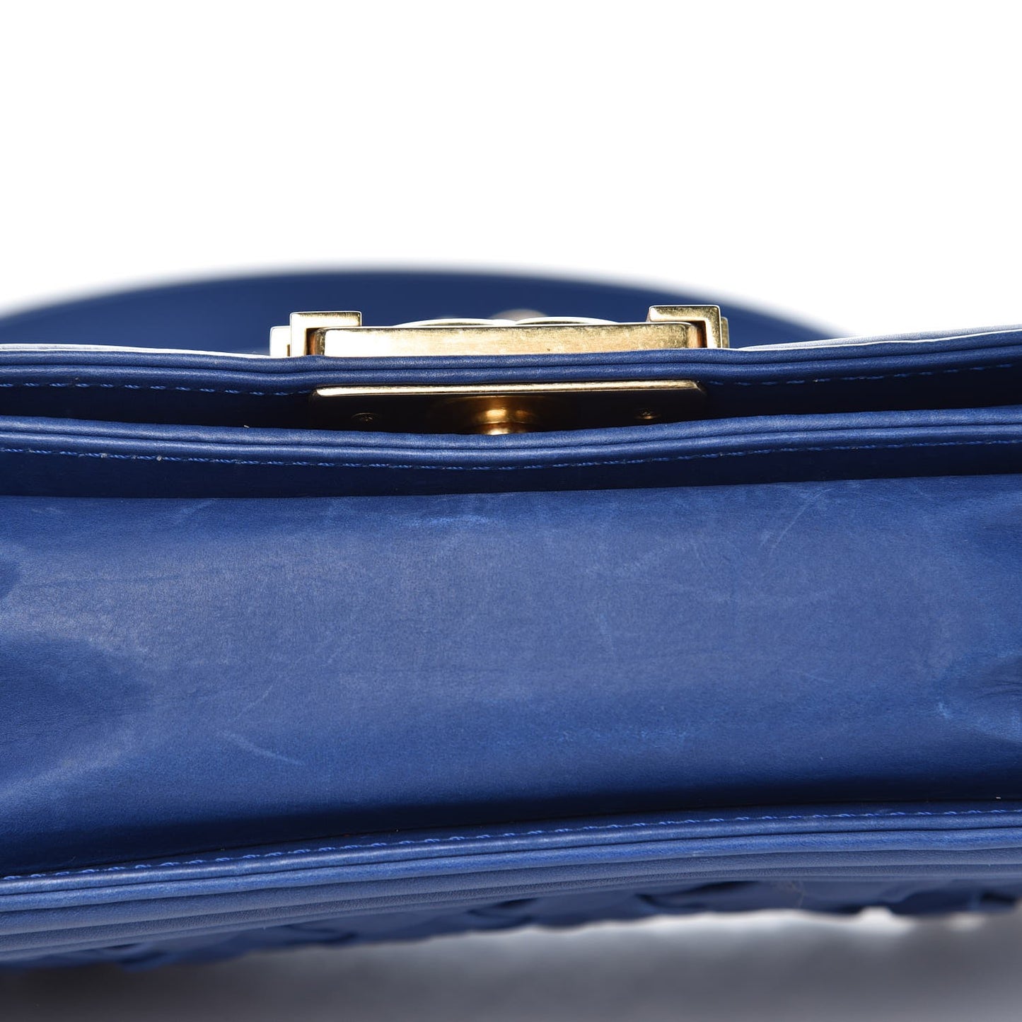 Lambskin Woven Small Chateau Boy Flap Blue