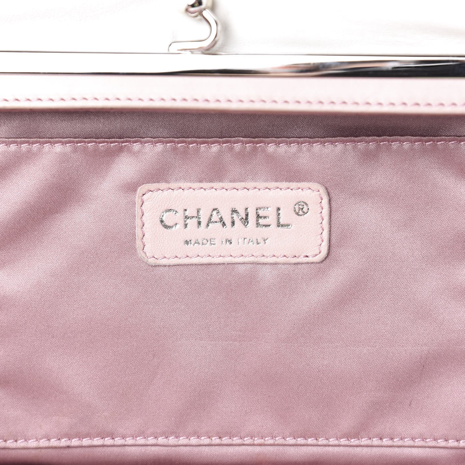Chanel Lambskin Quilted Pearl Kiss Lock Clutch Black White 7 of 11