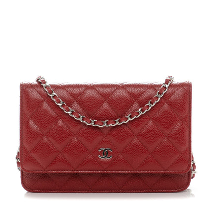 Chanel Caviar Quilted Wallet On Chain WOC Red 1 of 8