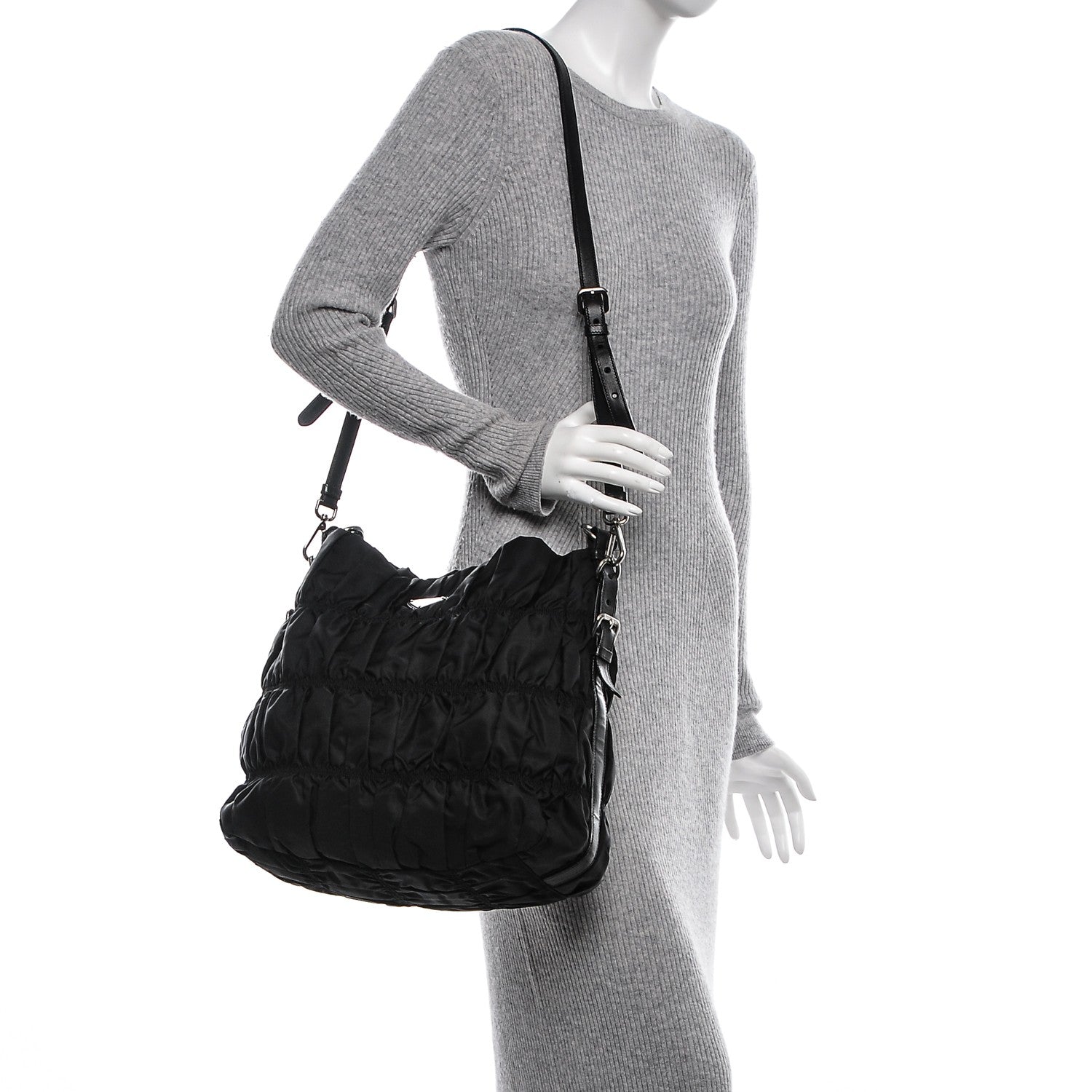 Prada Tessuto Nylon Gaufre Hobo Nero Black 2 of 6