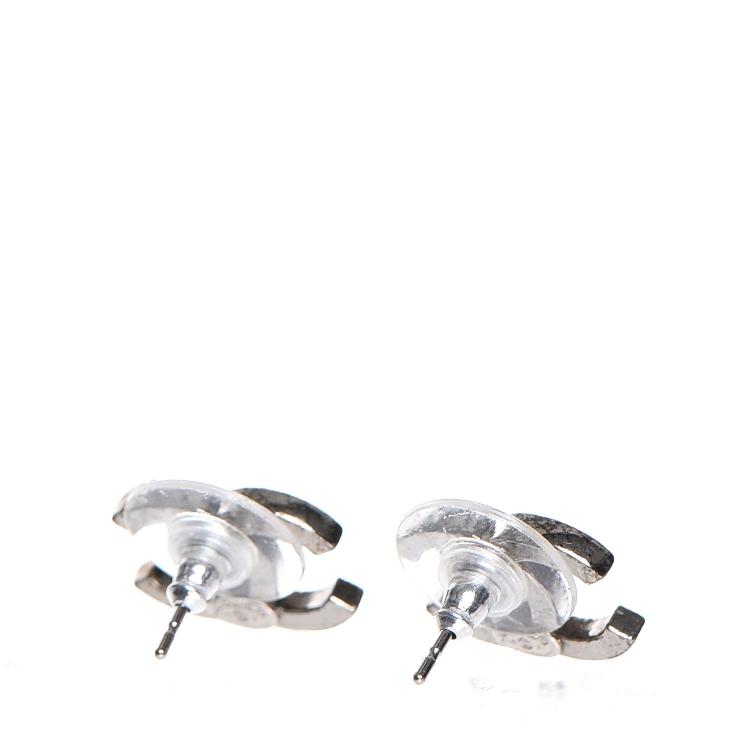 Chanel Crystal Timeless CC Earrings Silver 5 of 6