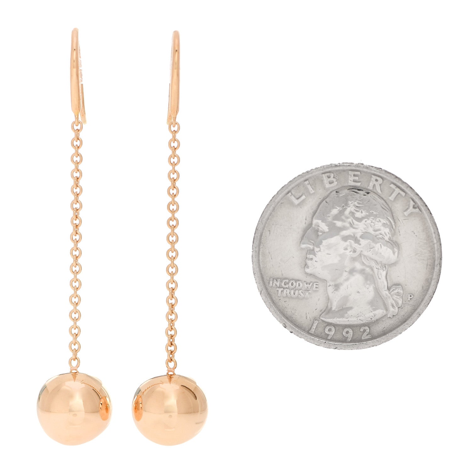 Tiffany 18K Rose Gold 10mm HardWear Ball Hook Drop Earrings 2 of 4