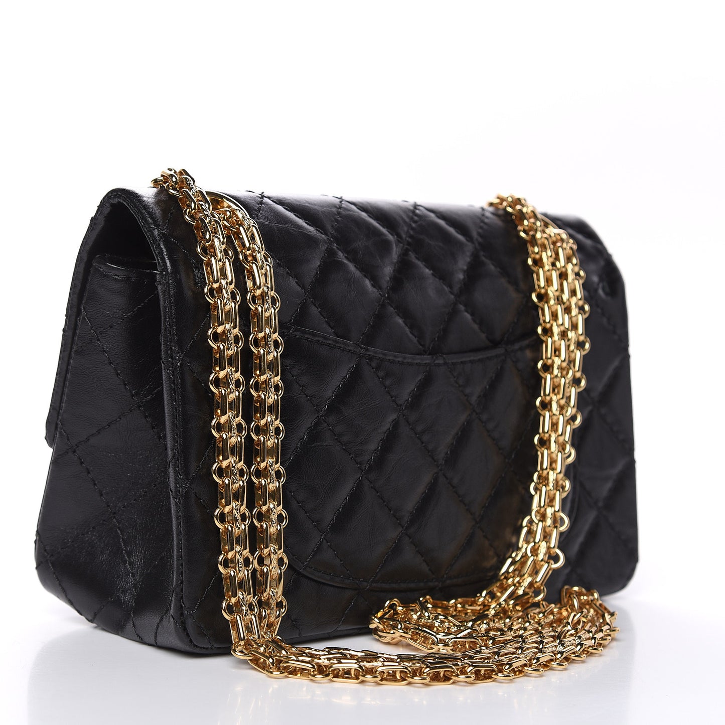 Aged Calfskin Quilted 2.55 Reissue Mini Flap Black