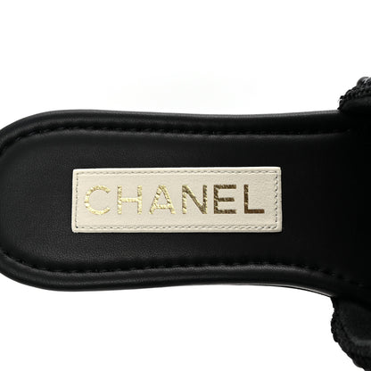 Chanel Pearl Crystal CC Mules Sandals 36 Black 8 of 10