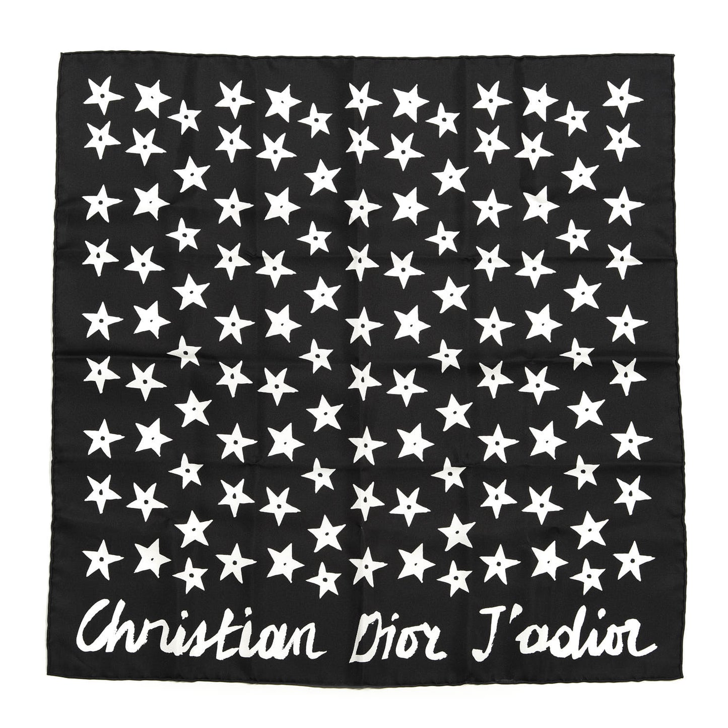 Silk Dior's Star Print Square Scarf Black